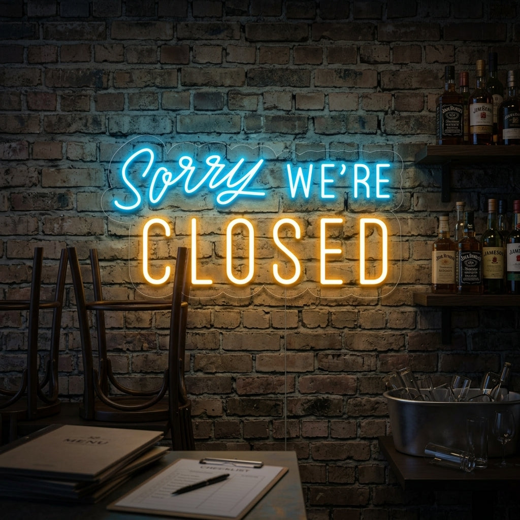 "Sorry We Are Closed" Neonskylt