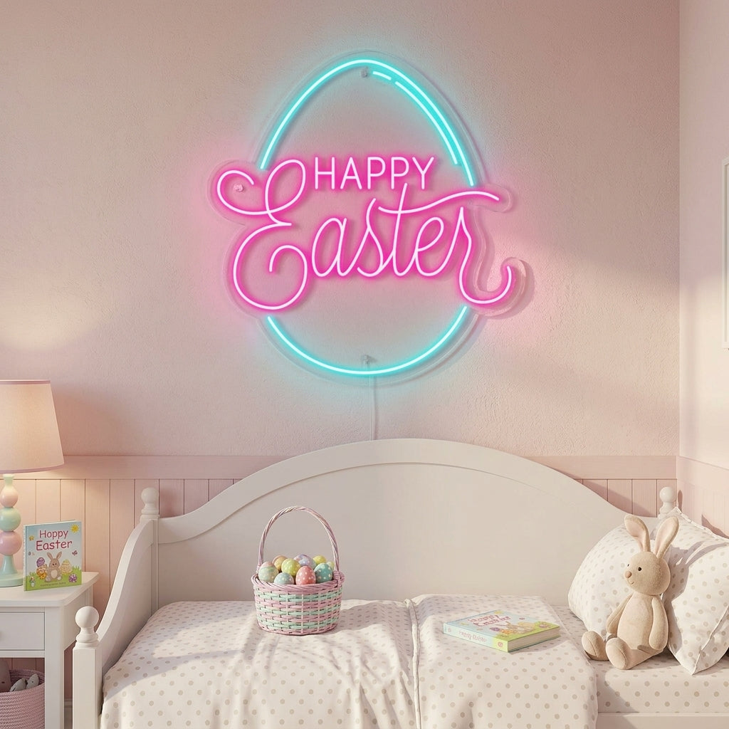 "Ägg, Happy Easter" Neonskylt