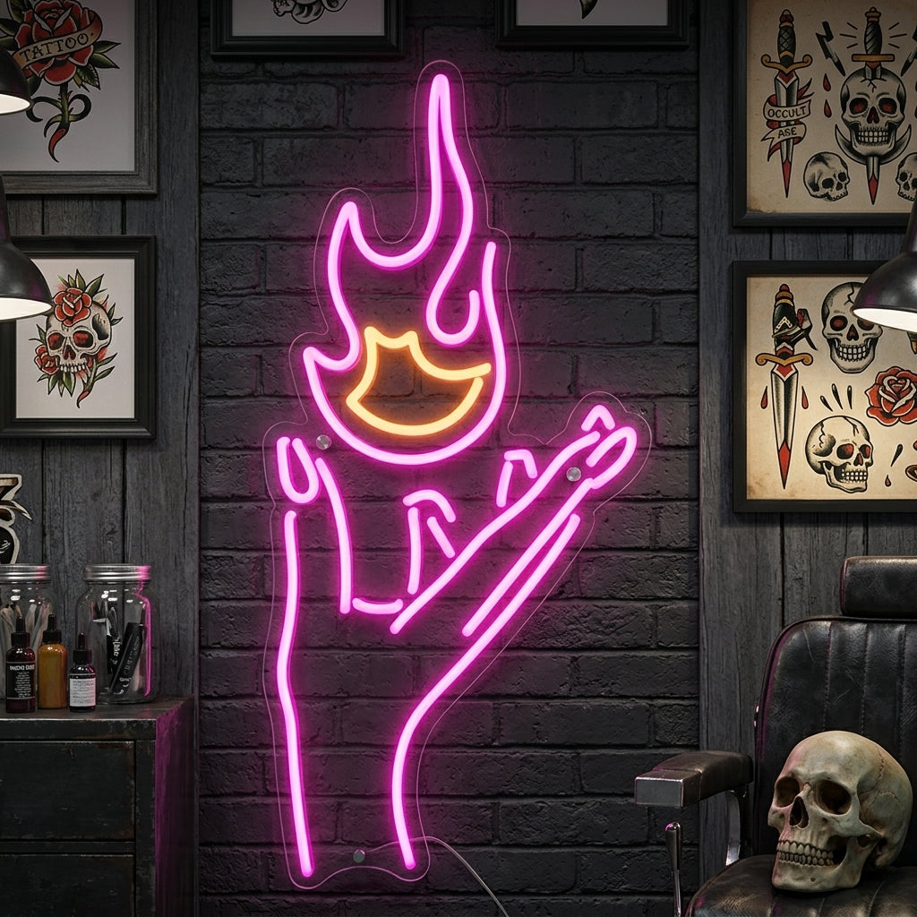 "Eld Och Hand" Neonskylt