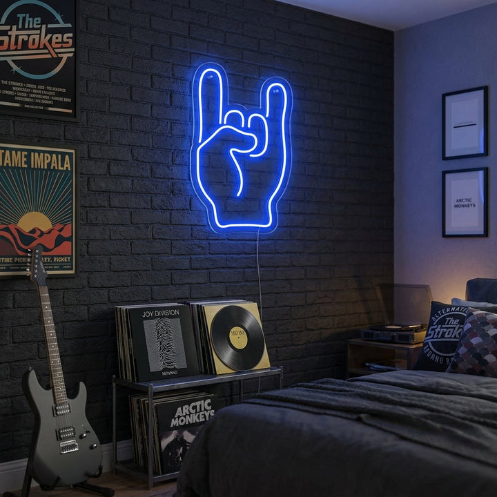 "Rock Hand" Neonskylt
