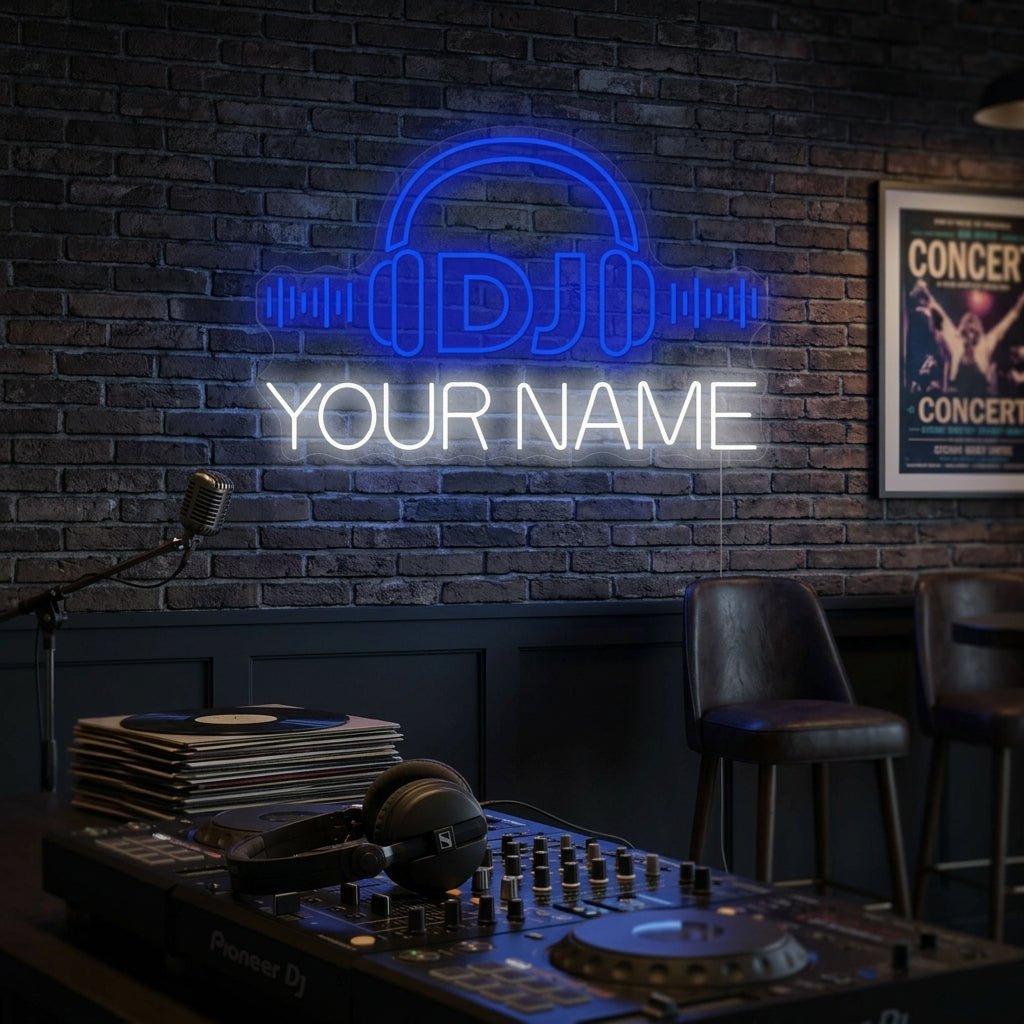 "Anpassad Dj-logotyp" Neonskylt