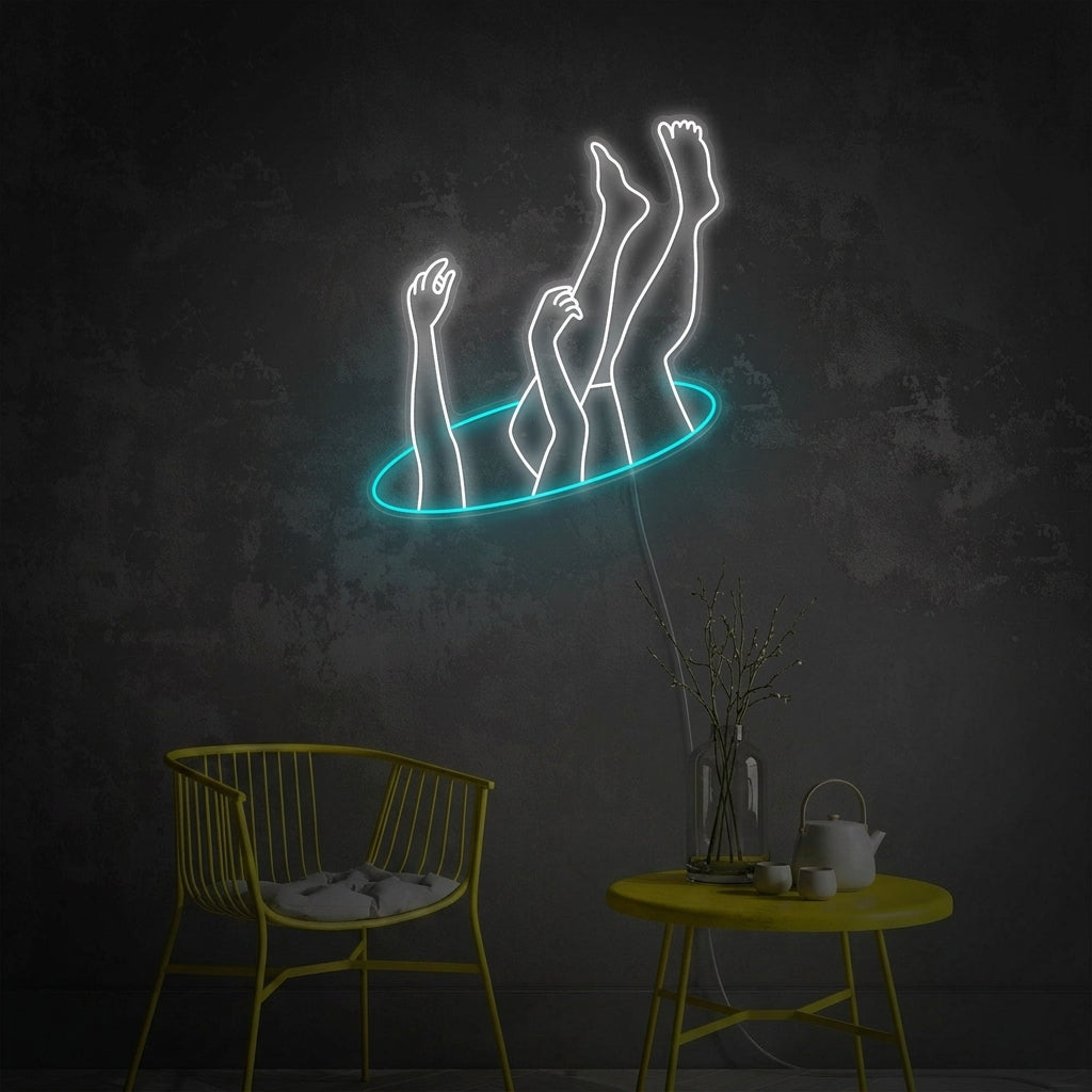 "Ångesten faller" Neonskylt
