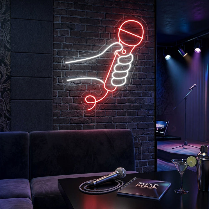 "Mikrofon Karaoke" Neonskylt