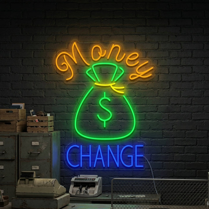 "Utbyte Av Pengar" Neonskylt