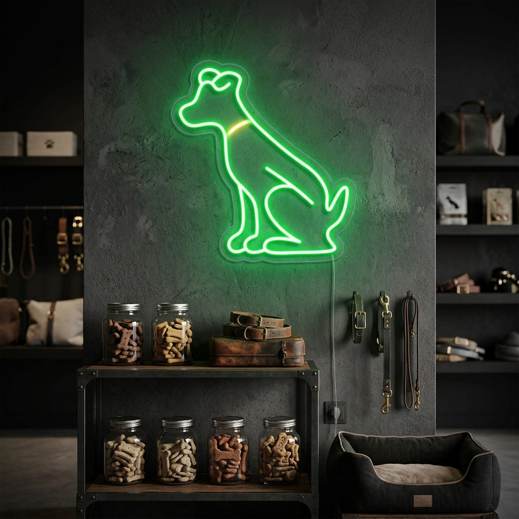 "Grön Hund, Djur" Neonskylt