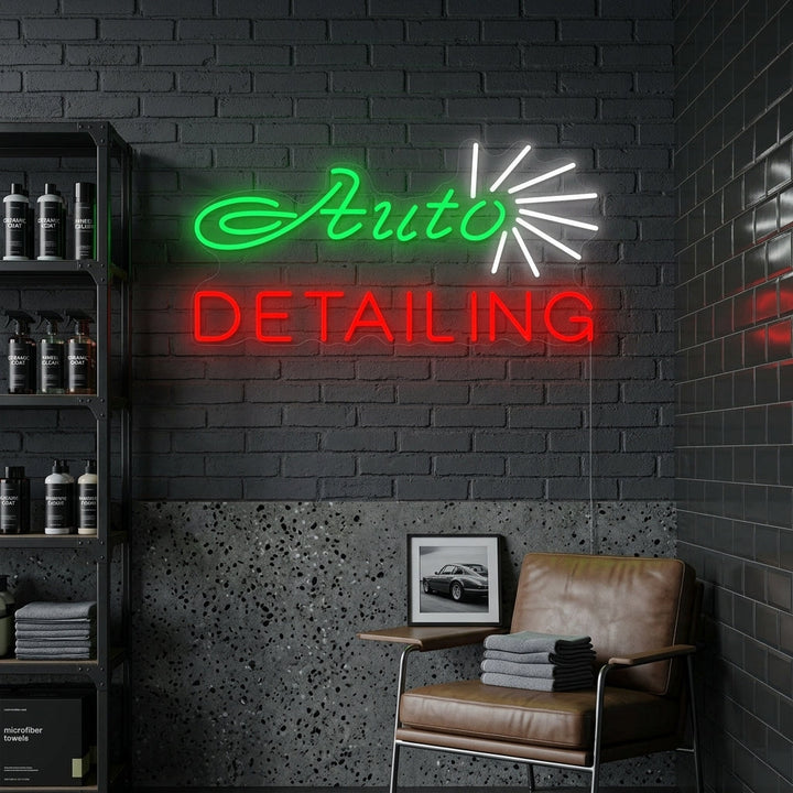 "Affär, Auto Detailing" Neonskylt