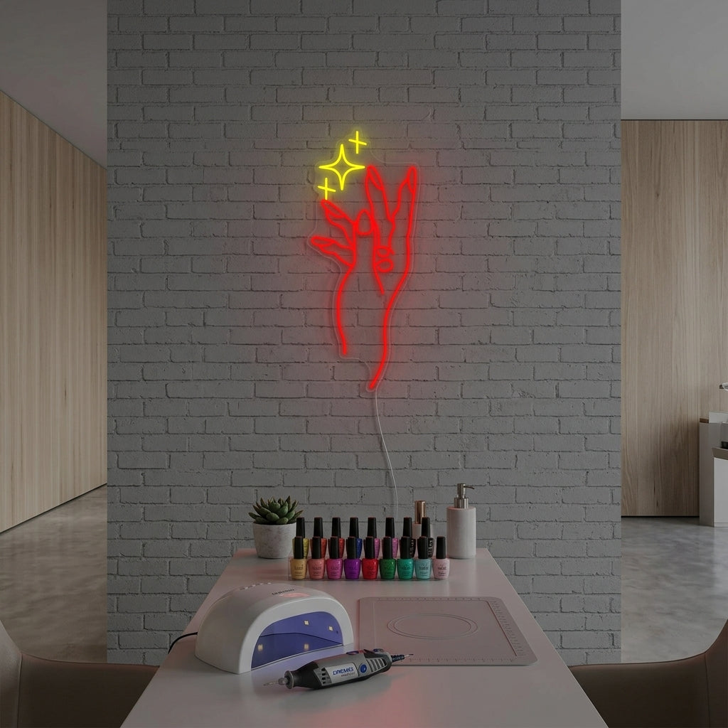 "Hand Nagel Manikyr Butik" Neonskylt