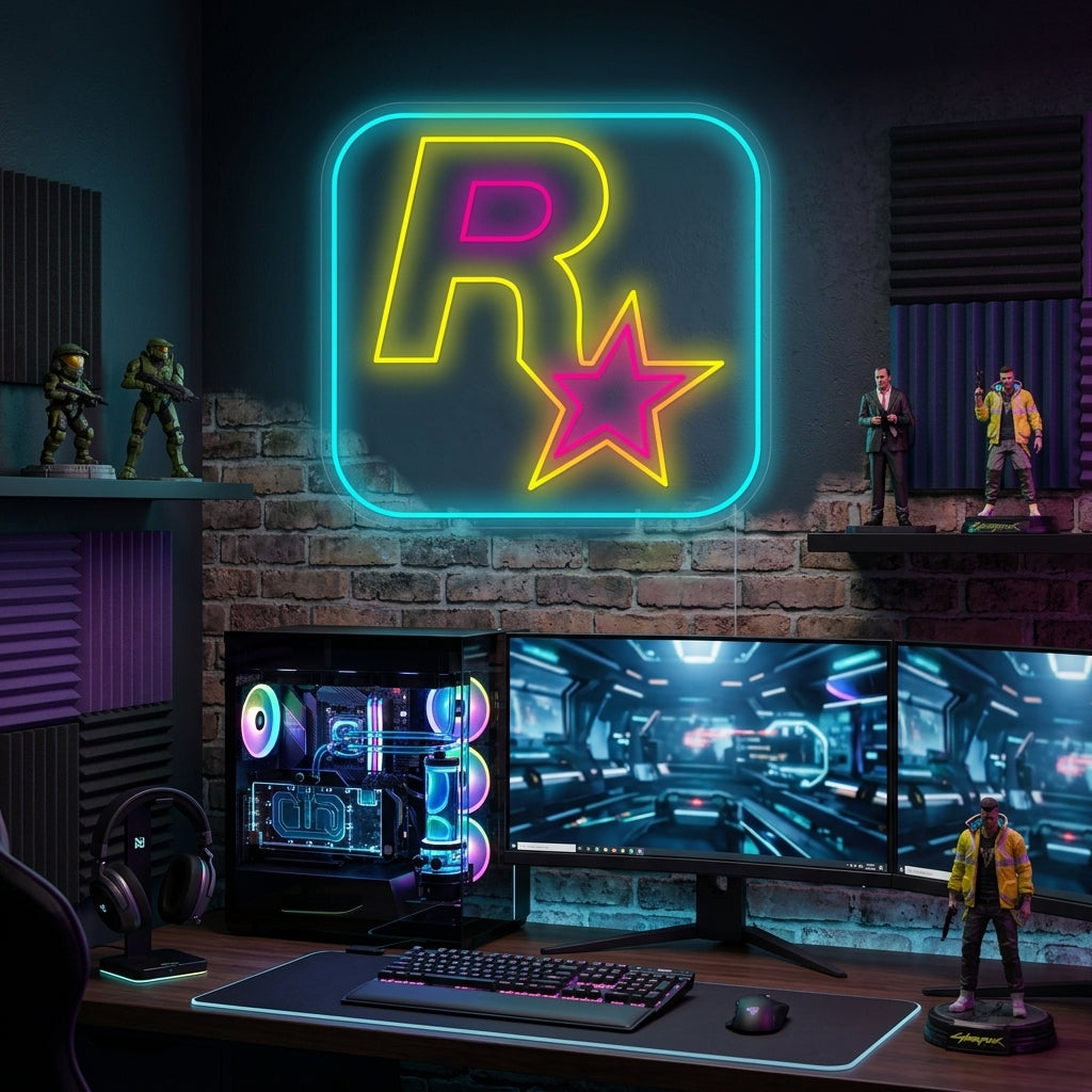 "Rockstar Games-logotyp" Neonskylt