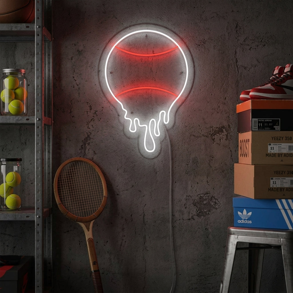 "Droppande tennisboll" Neonskylt