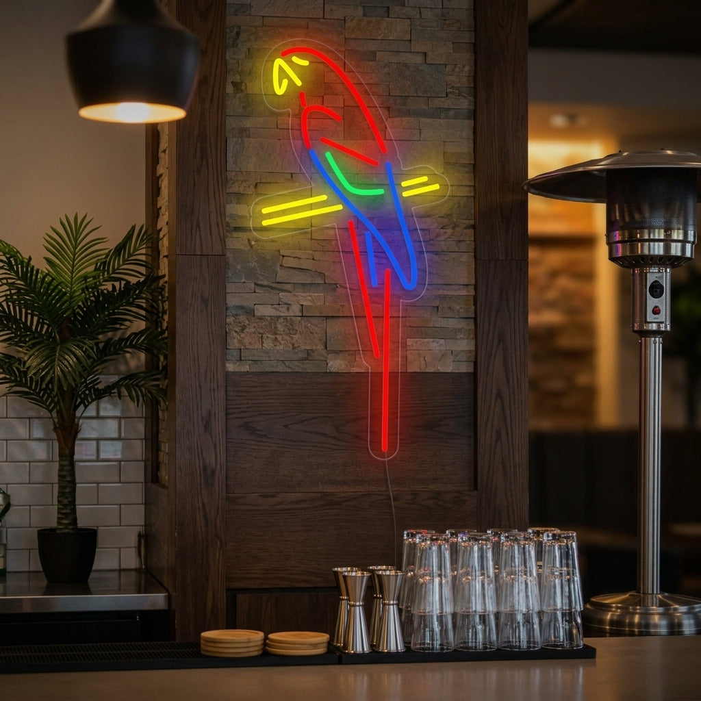"Papegoja Bar Pub" Neonskylt