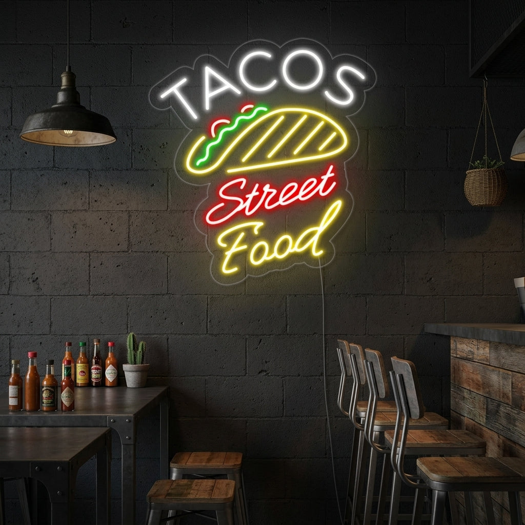 "Tacos Sweet Food" Neonskylt