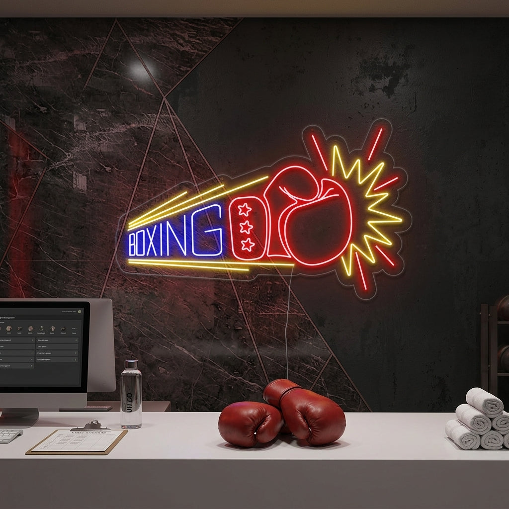"Boxing, Boxhandskar" Neonskylt