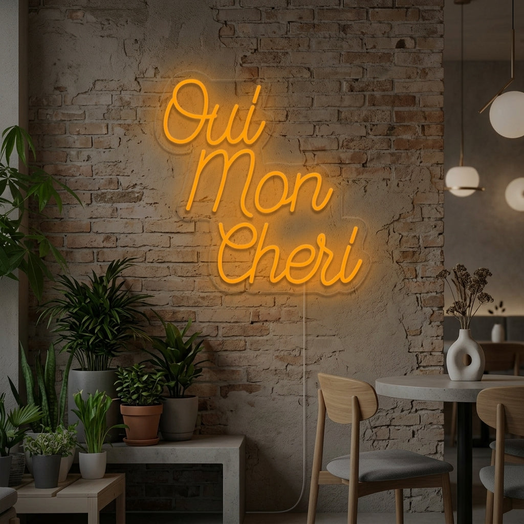 "Oui Mon Cheri French Oh Sweety" Neonskylt