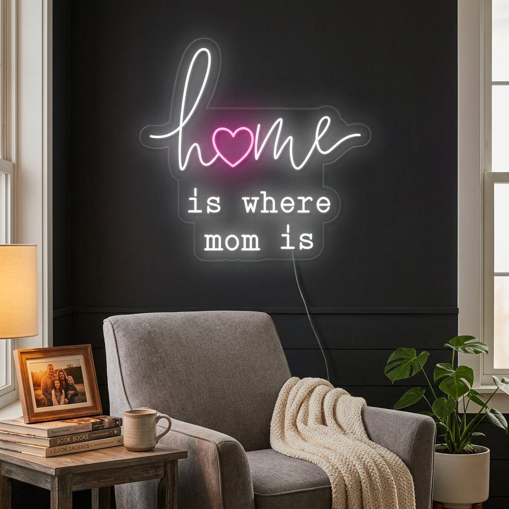 "Home Is Where Mom Is" Neonskylt