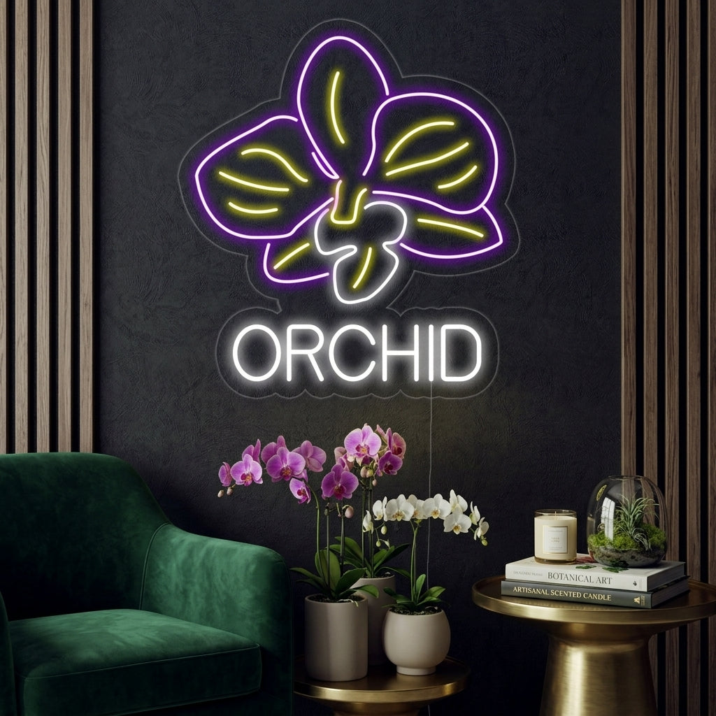 "Orchid, orkidéblomma" Neonskylt