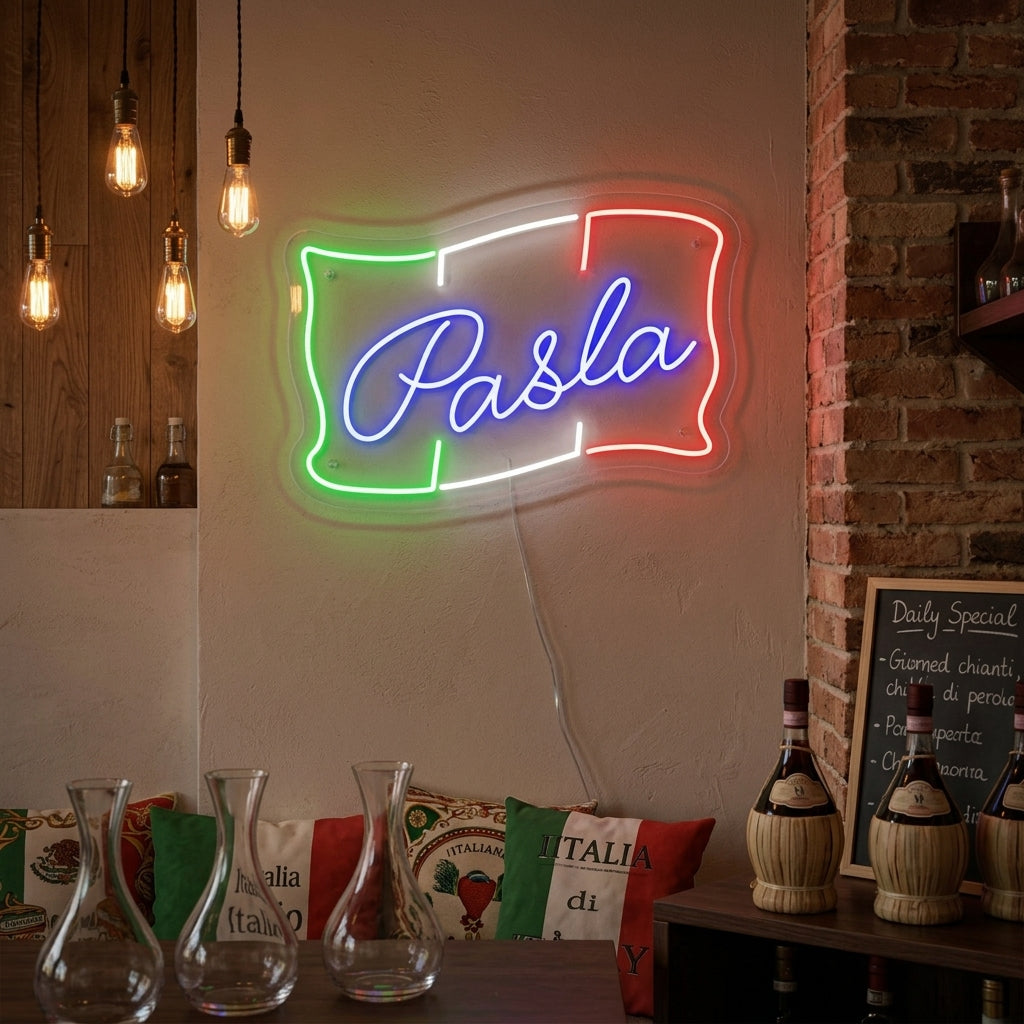 "PASTA, Italiensk mat" Neonskylt