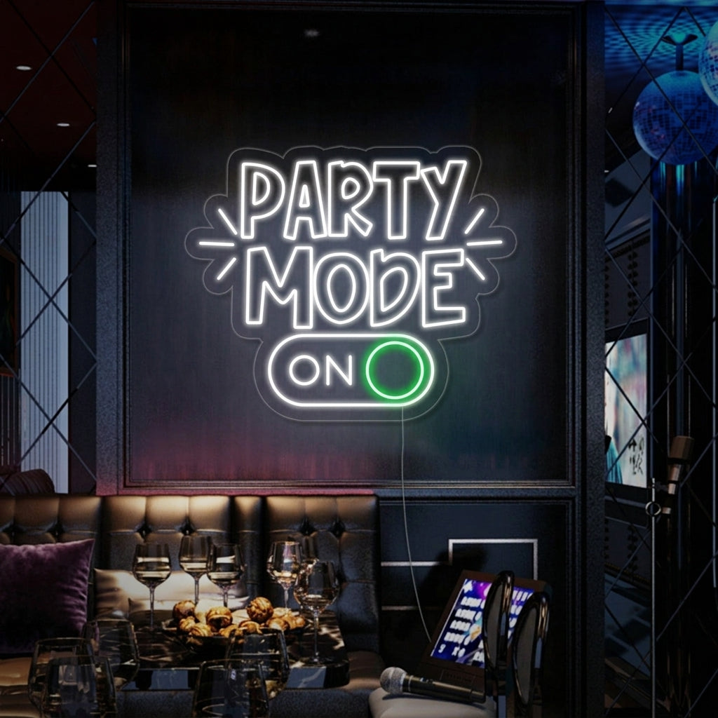 "Party Mode On" Neonskylt