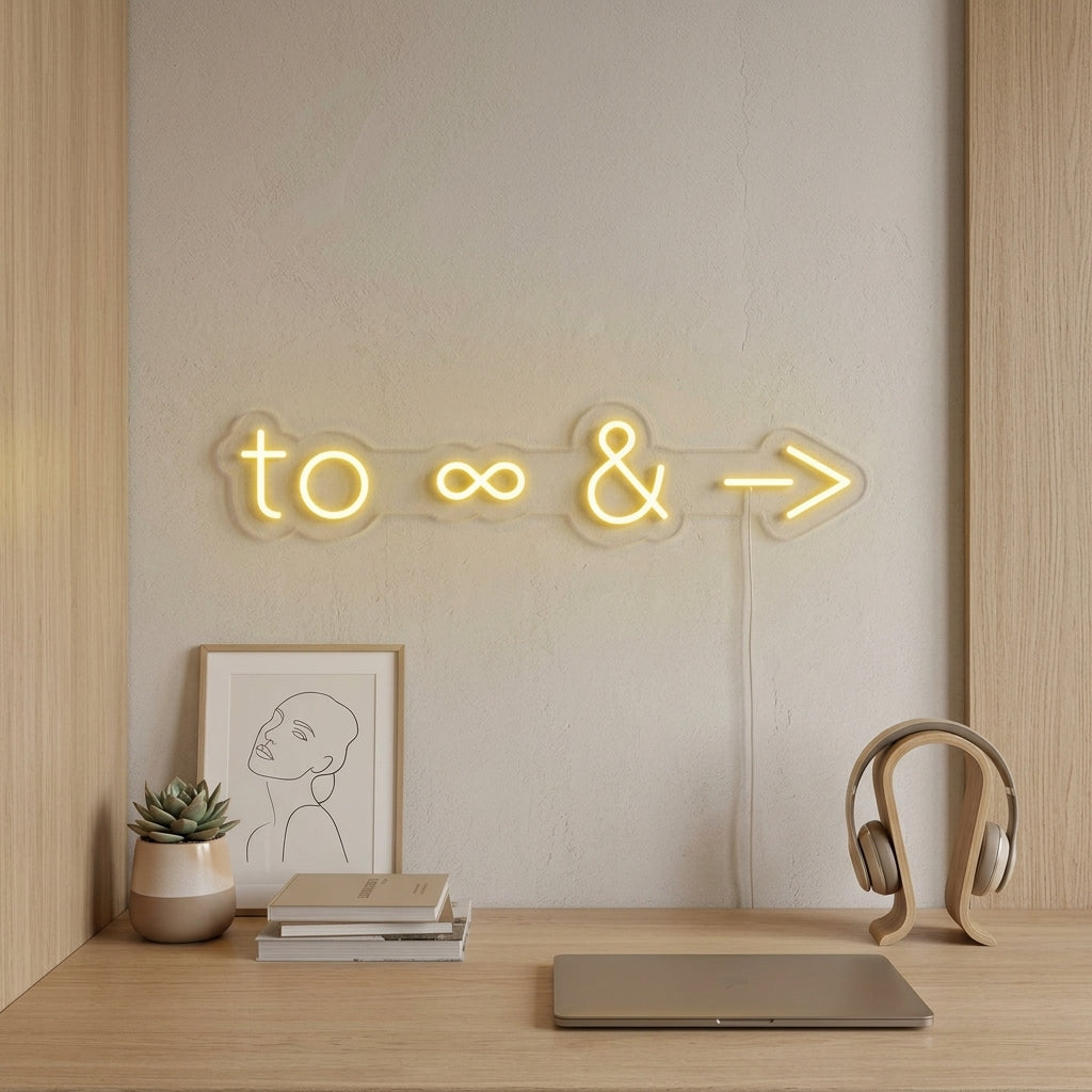 "TO oändlig & bortom" Neonskylt
