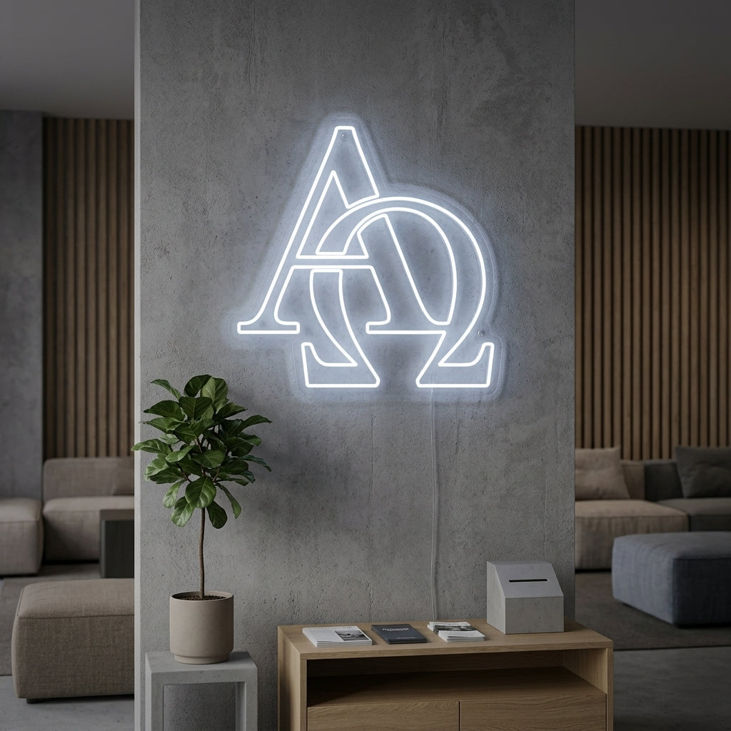 "Kristen Symbol Alfa Omega" Neonskylt