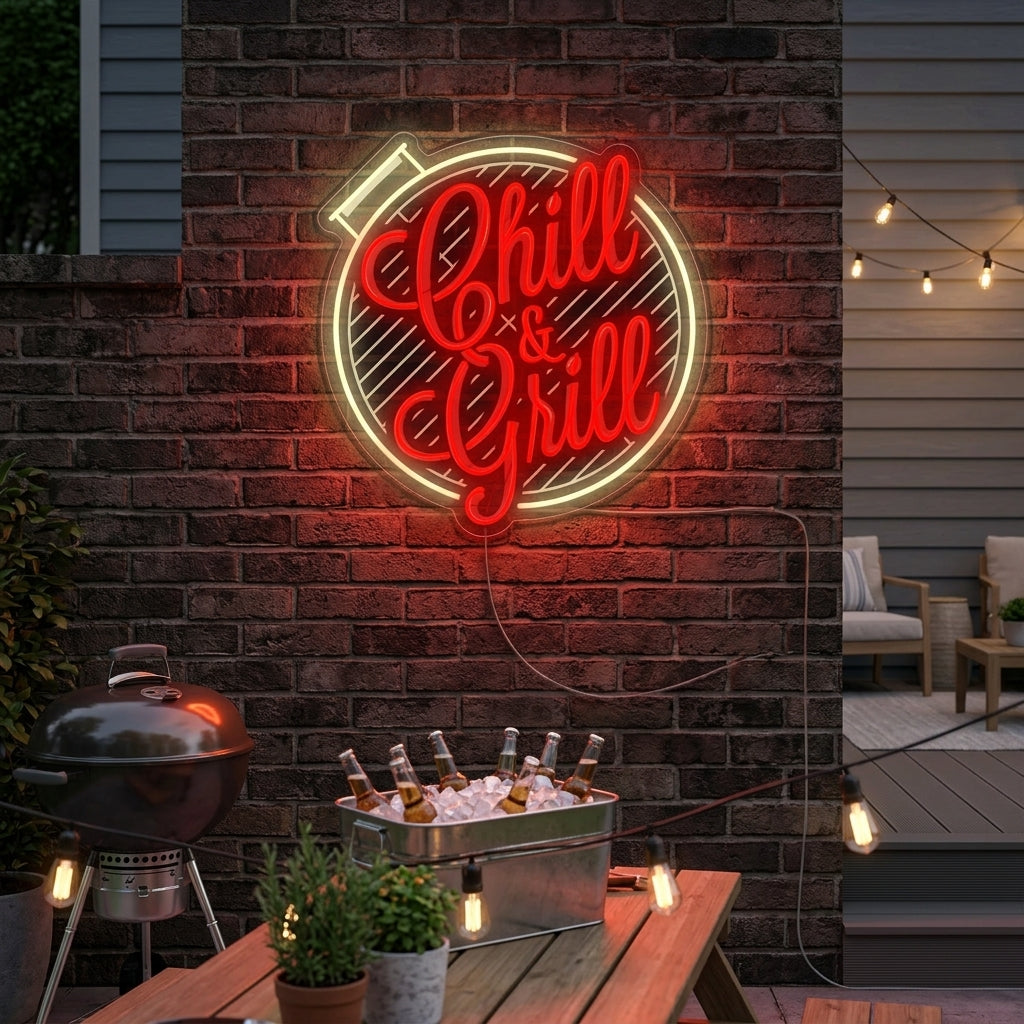 "Chill And Grill" Neonskylt