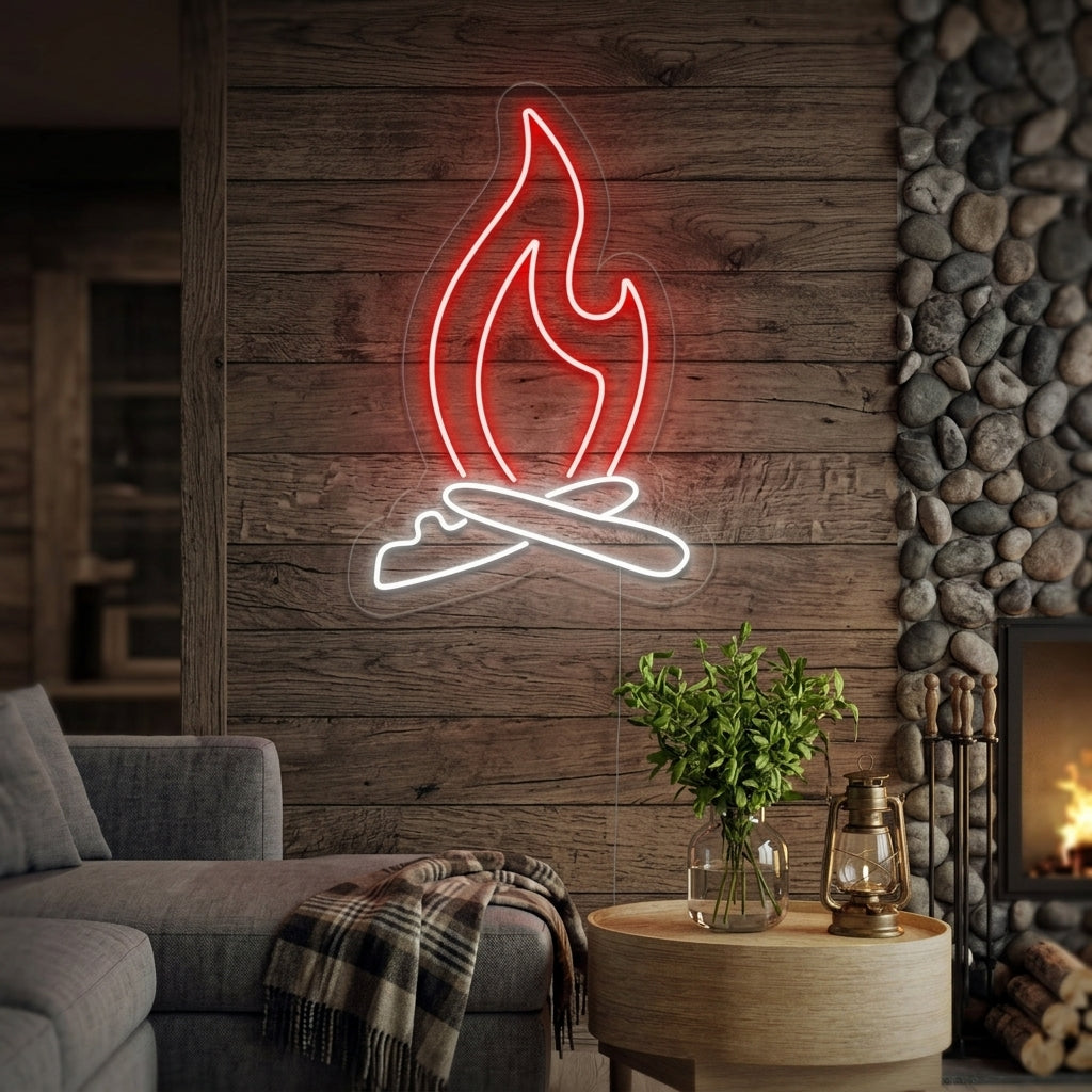 "Lägereldsflamma" Neonskylt
