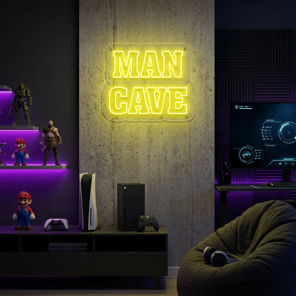 "Man Cave, Gamer Dekor" Neonskylt
