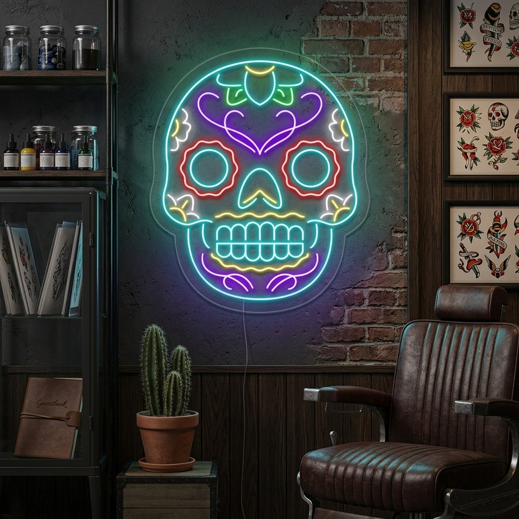 "Tatuering Dödskalle" Neonskylt