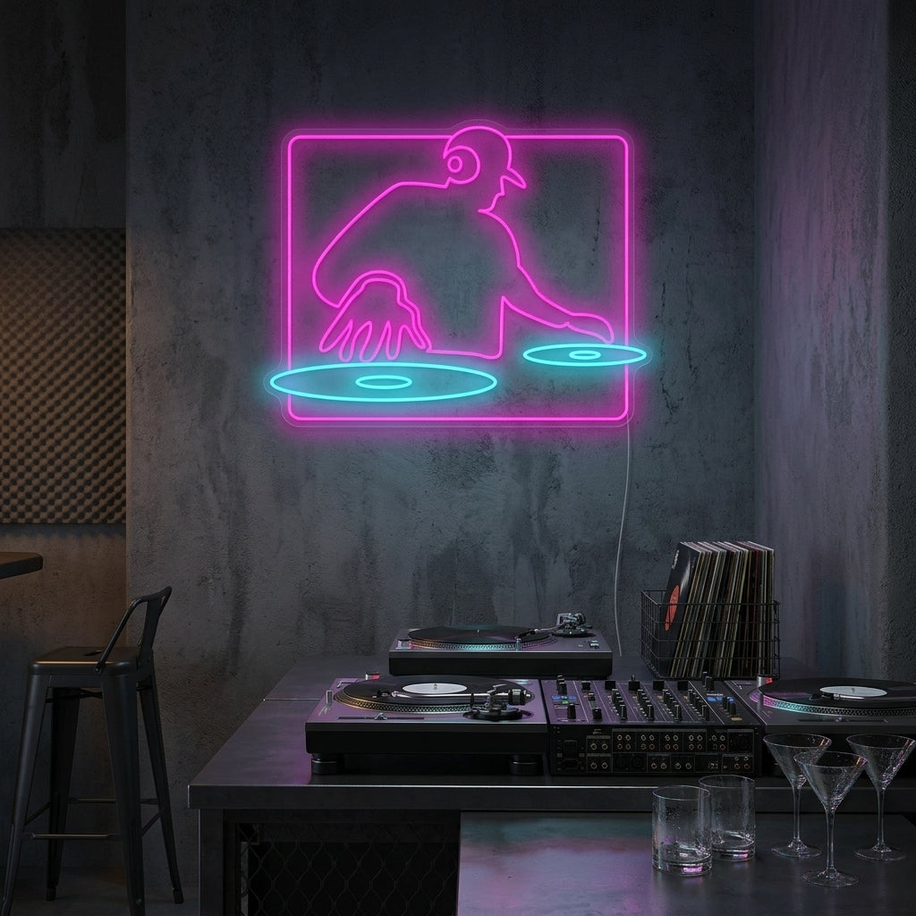 "Dj Playing" Neonskylt