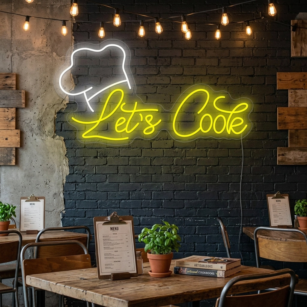 "Let's Cook" Neonskylt