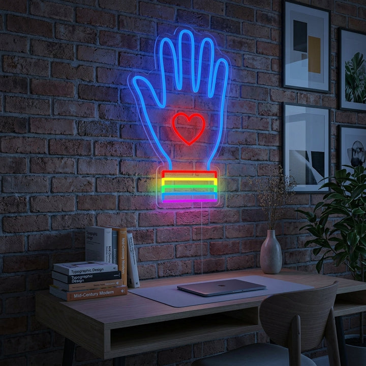 "Regnbågsflagg Lgbt-Stolthet Unik, Hand" Neonskylt