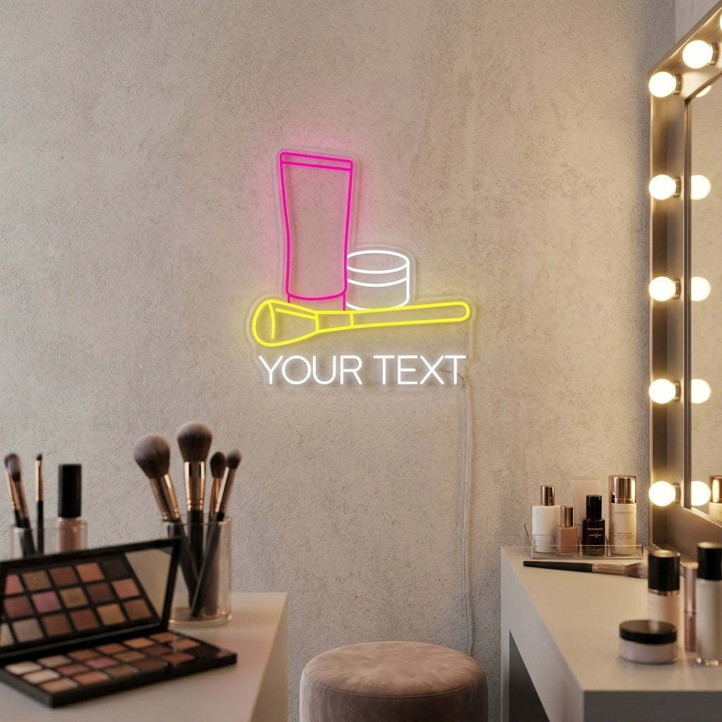 "Anpassad Text Och Kosmetisk Makeup Skönhetssalong" Neonskylt