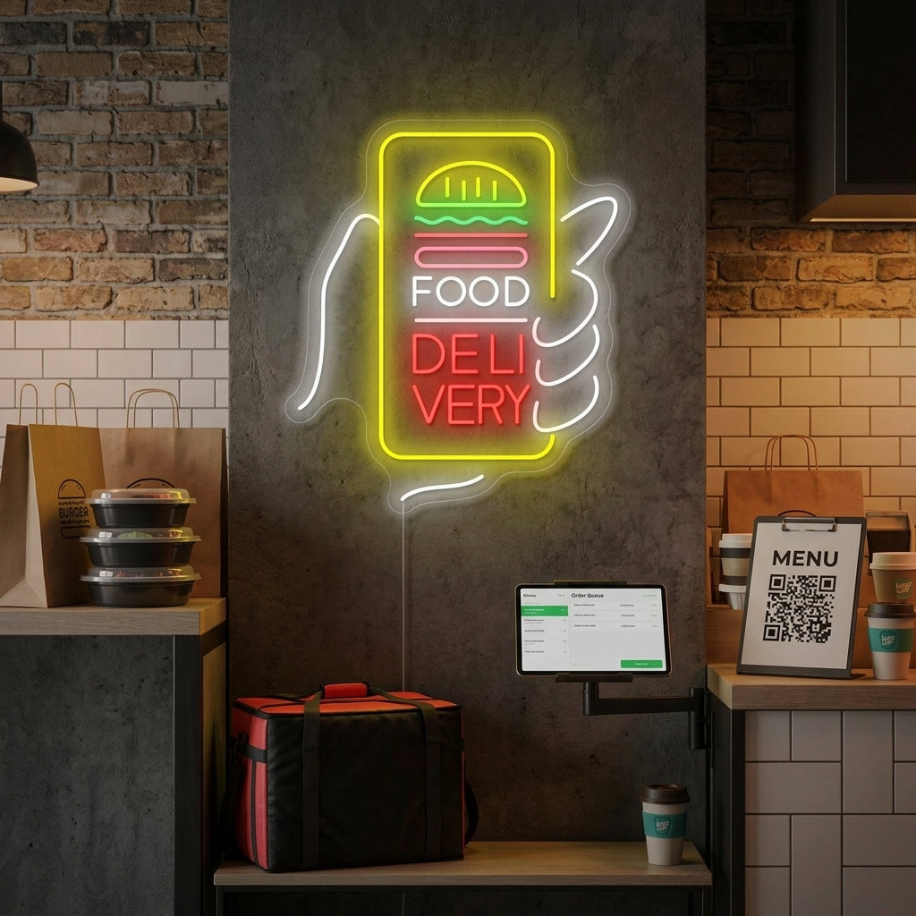 "Food Delivery" Neonskylt