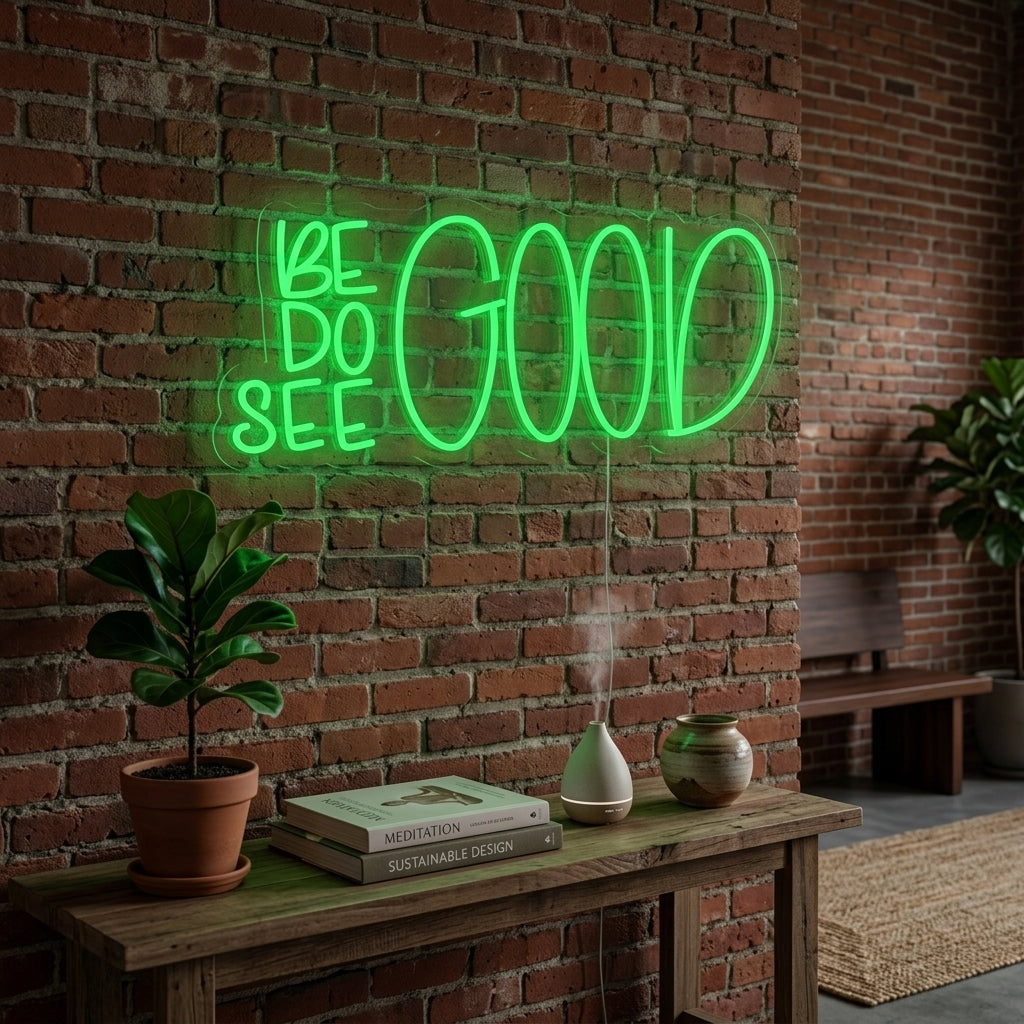"Be Good Do Good See Good" Neonskylt