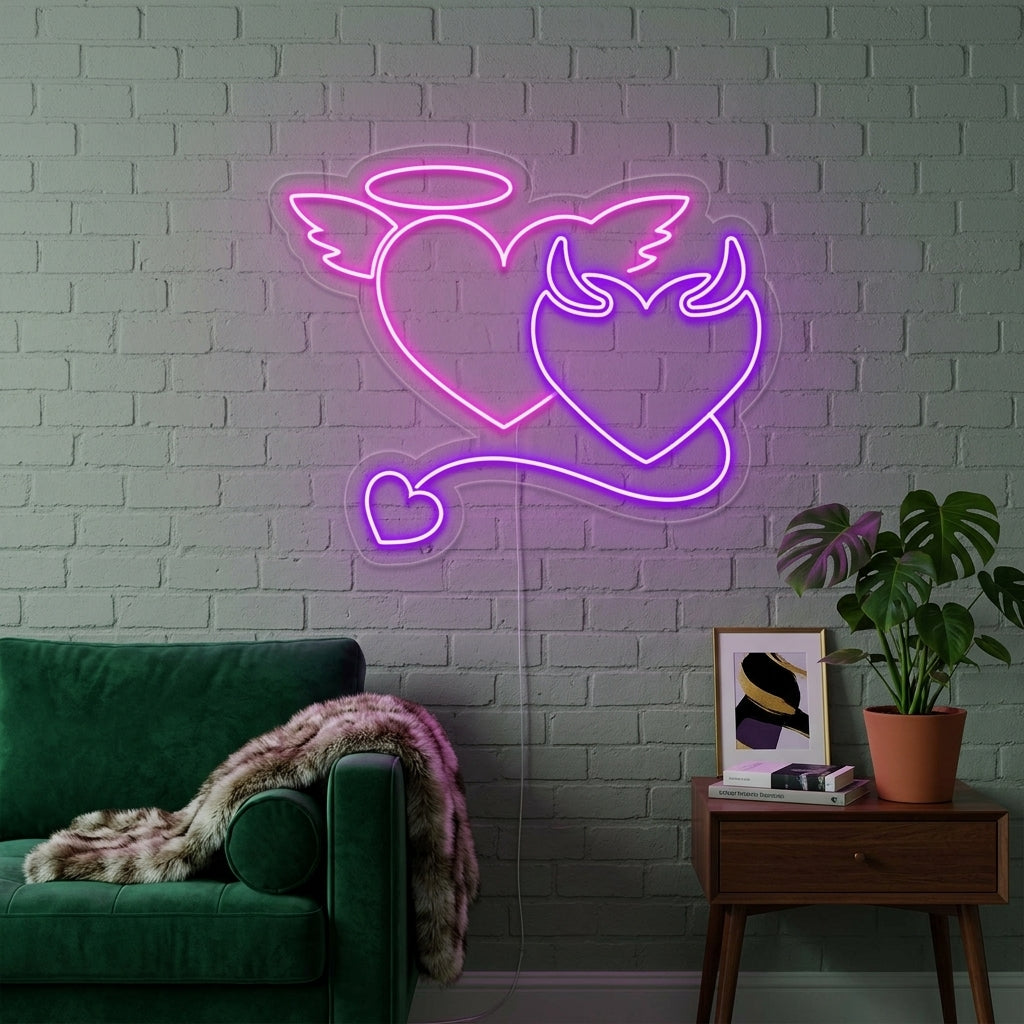 "djävul ängel" Neonskylt