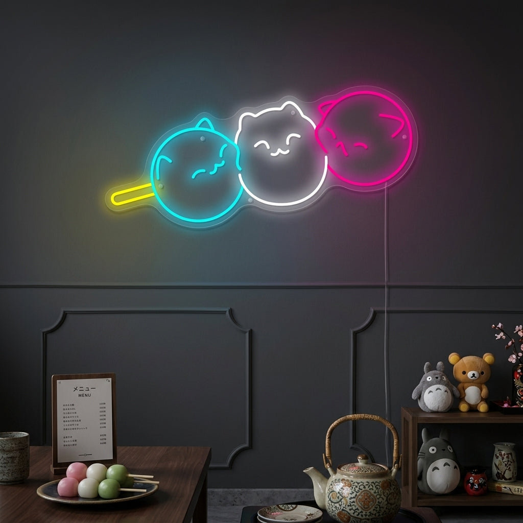 "Kawaii japansk Dango katt Dango" Neonskylt