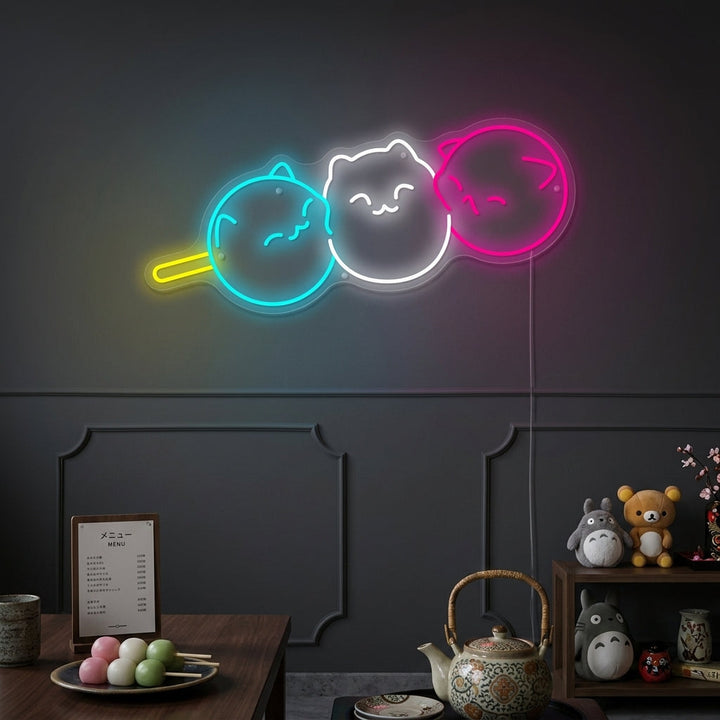 "Kawaii japansk Dango katt Dango" Neonskylt