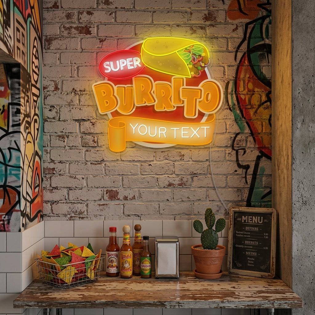 "Anpassad burrito-logotyp" Neonskylt