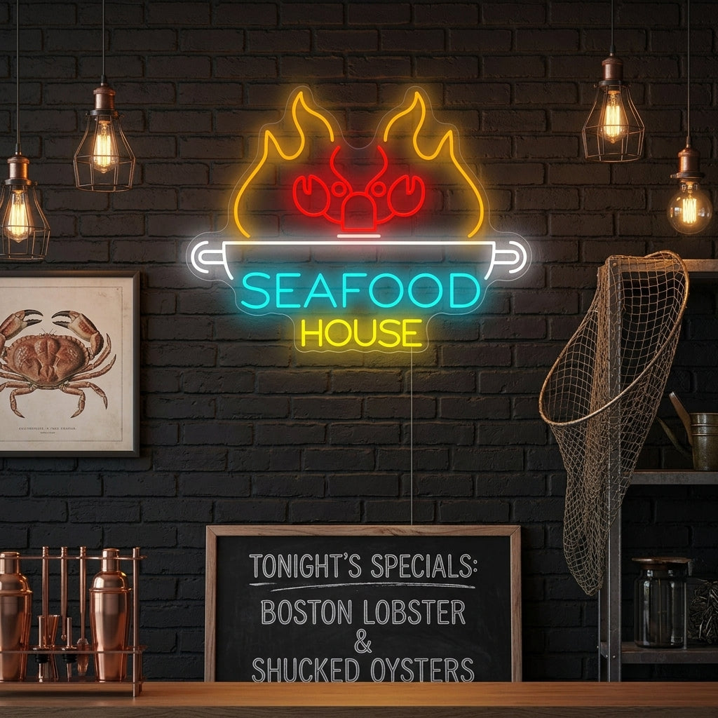 "Seafood House" Neonskylt