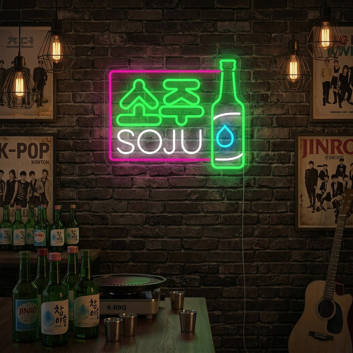 "Soju Koreansk Dryck" Neonskylt