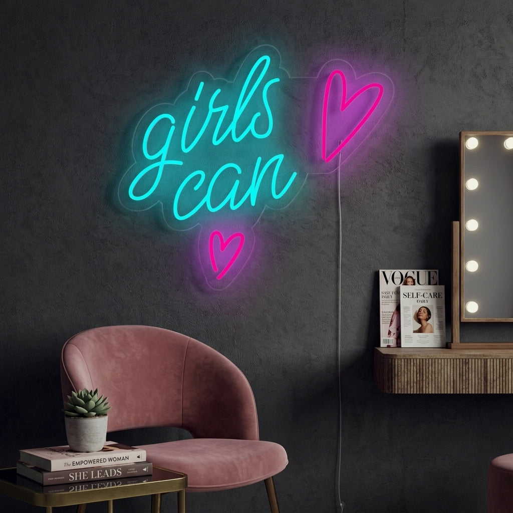 "Girls Can" Neonskylt