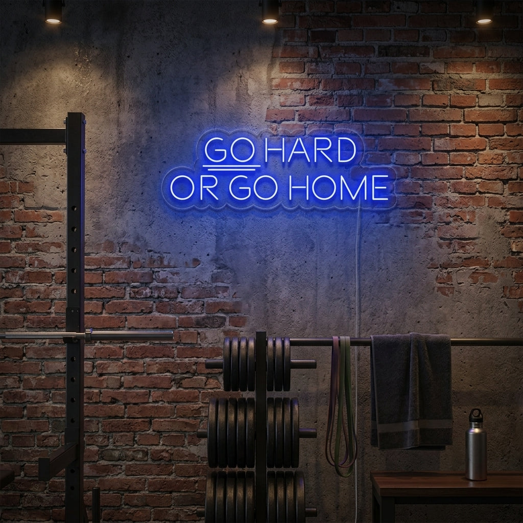 "Go Hard or Go Home, Gym Decor, Gym Quotes, Fitness Quotes, Workout Quotes" Neonskylt