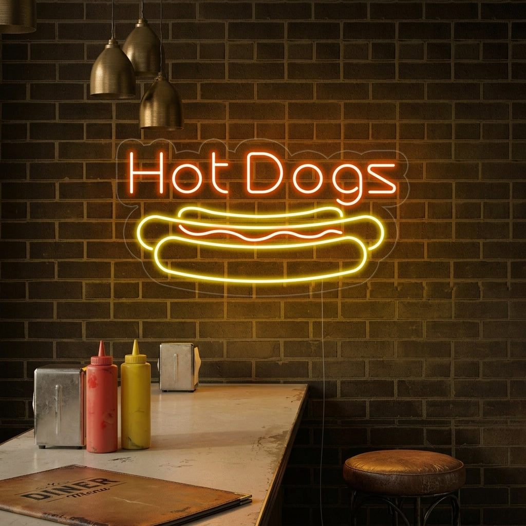 "Hot Dogs" Neonskylt