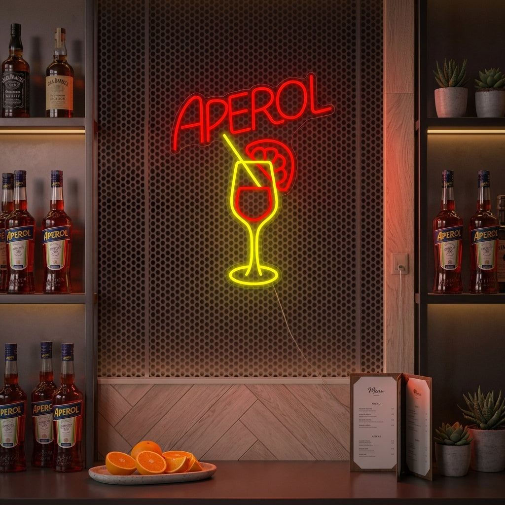 "Aperol Bar Och Bägare" Neonskylt