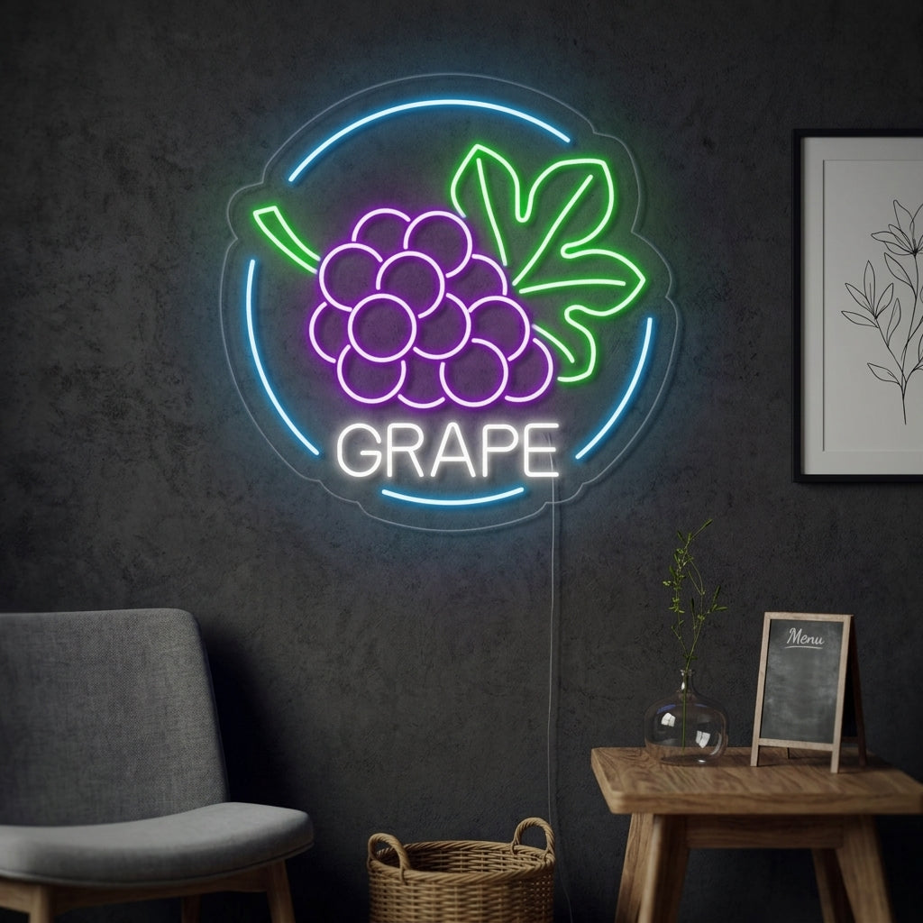 "Grape, Vindruvor" Neonskylt