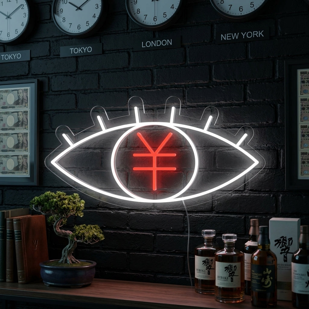 "Japansk Yen Symbol Med Öga" Neonskylt