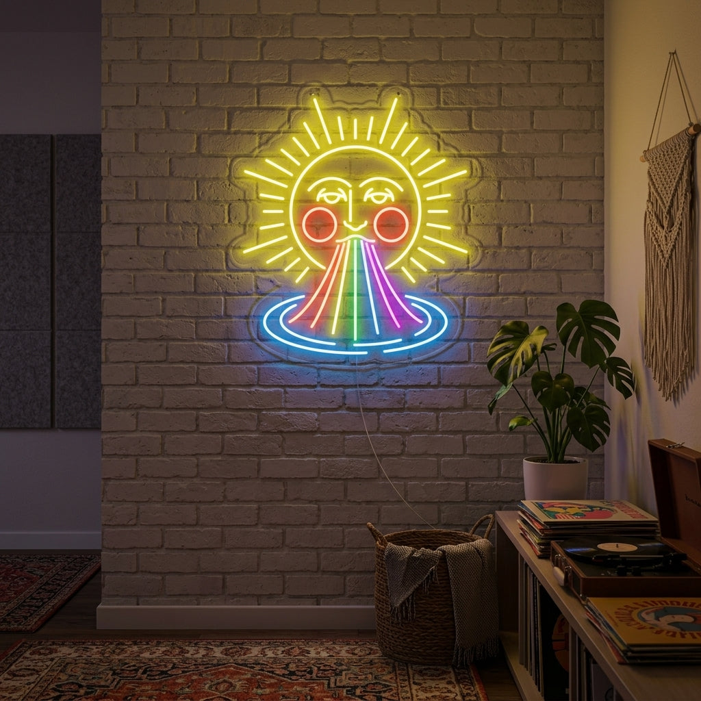 "Regnbåge sol" Neonskylt