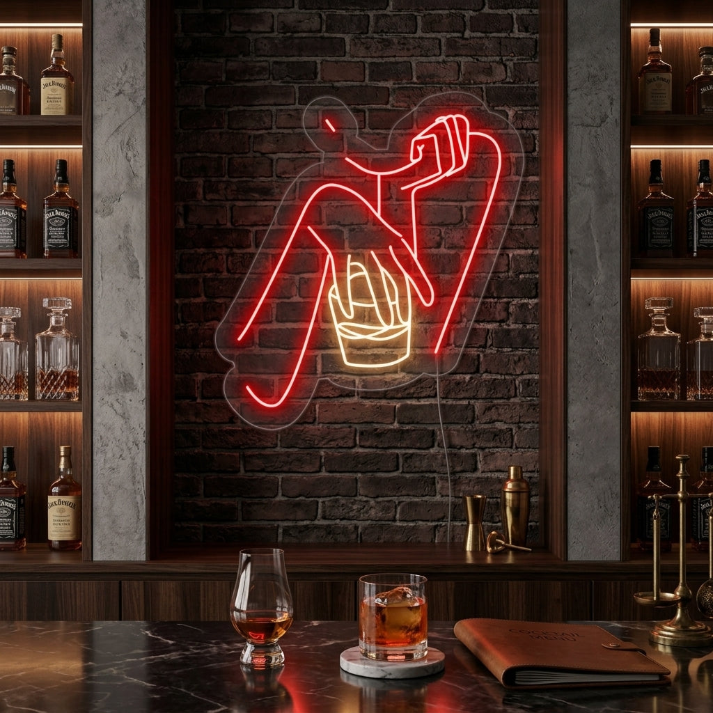 "Whiskey Kvinnobar" Neonskylt