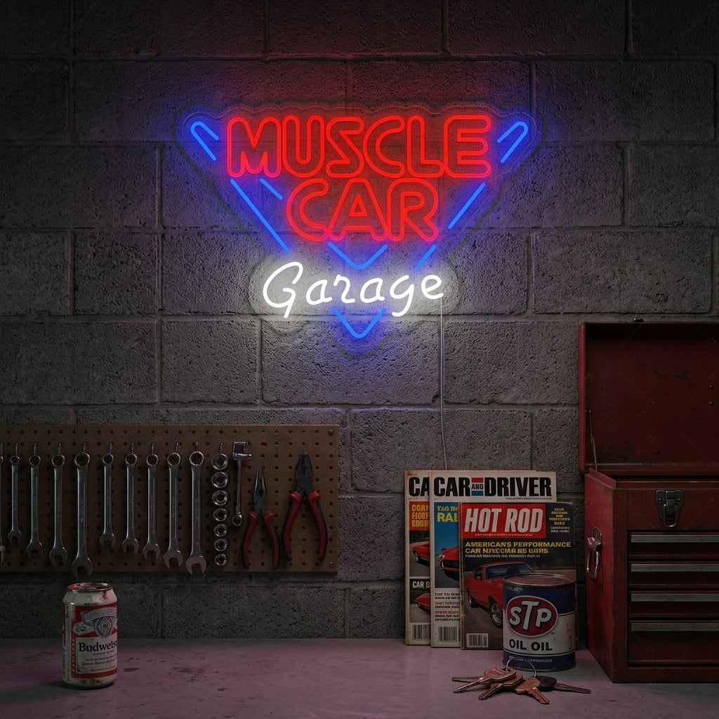 "Muscle Car Garage" Neonskylt