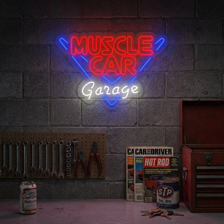 "Muscle Car Garage" Neonskylt