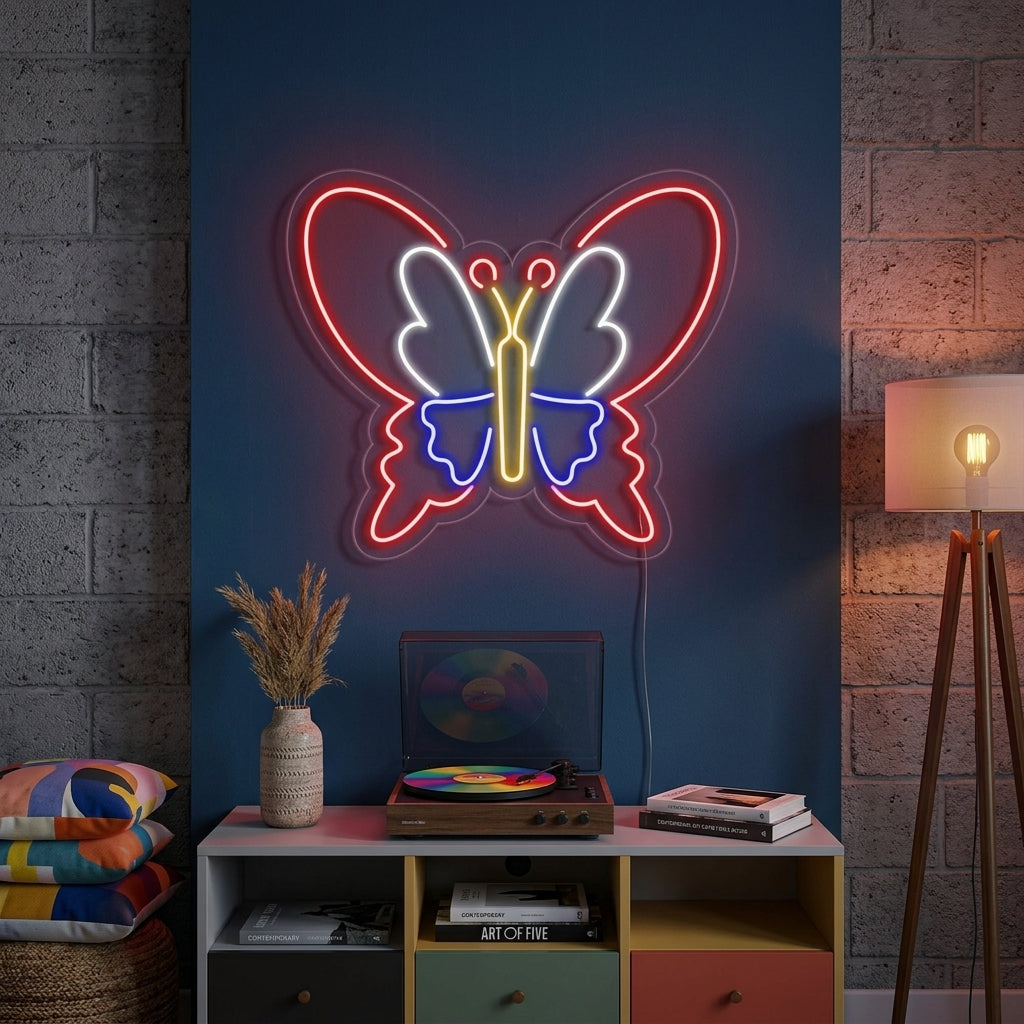 "Fjäril, Fjäril Dekor, Insekter" Neonskylt